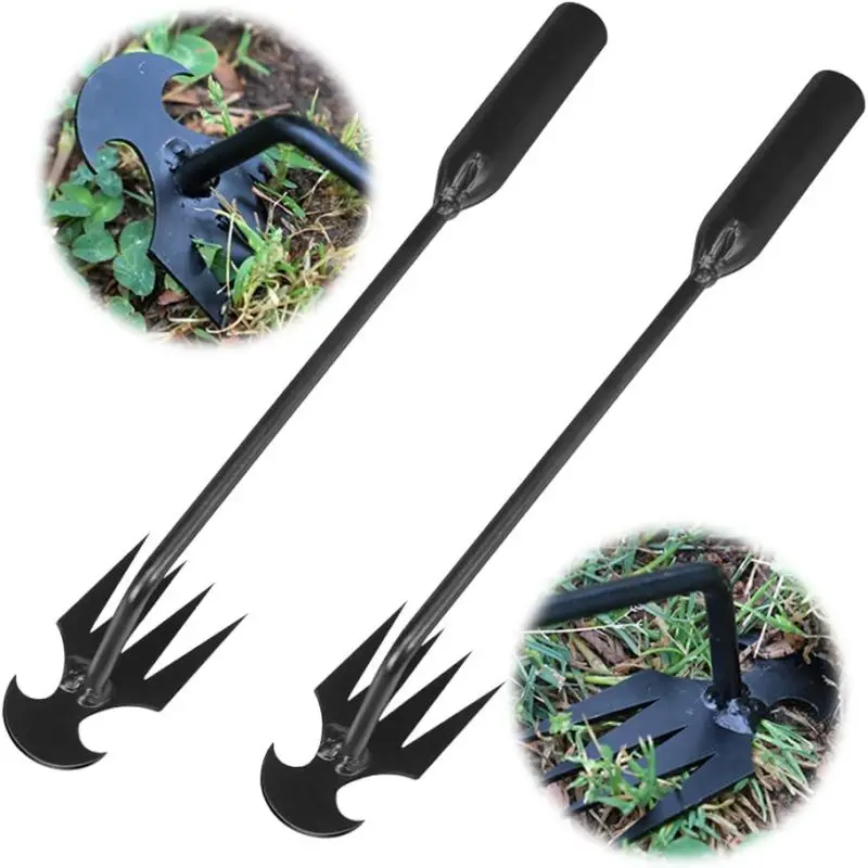 Weeding Artifact Uprooting Weeding Tool Manganese Steel Weeder Loose Soil Hand Removal Puller 4 Teeths Dual Purpose Weeders Tool