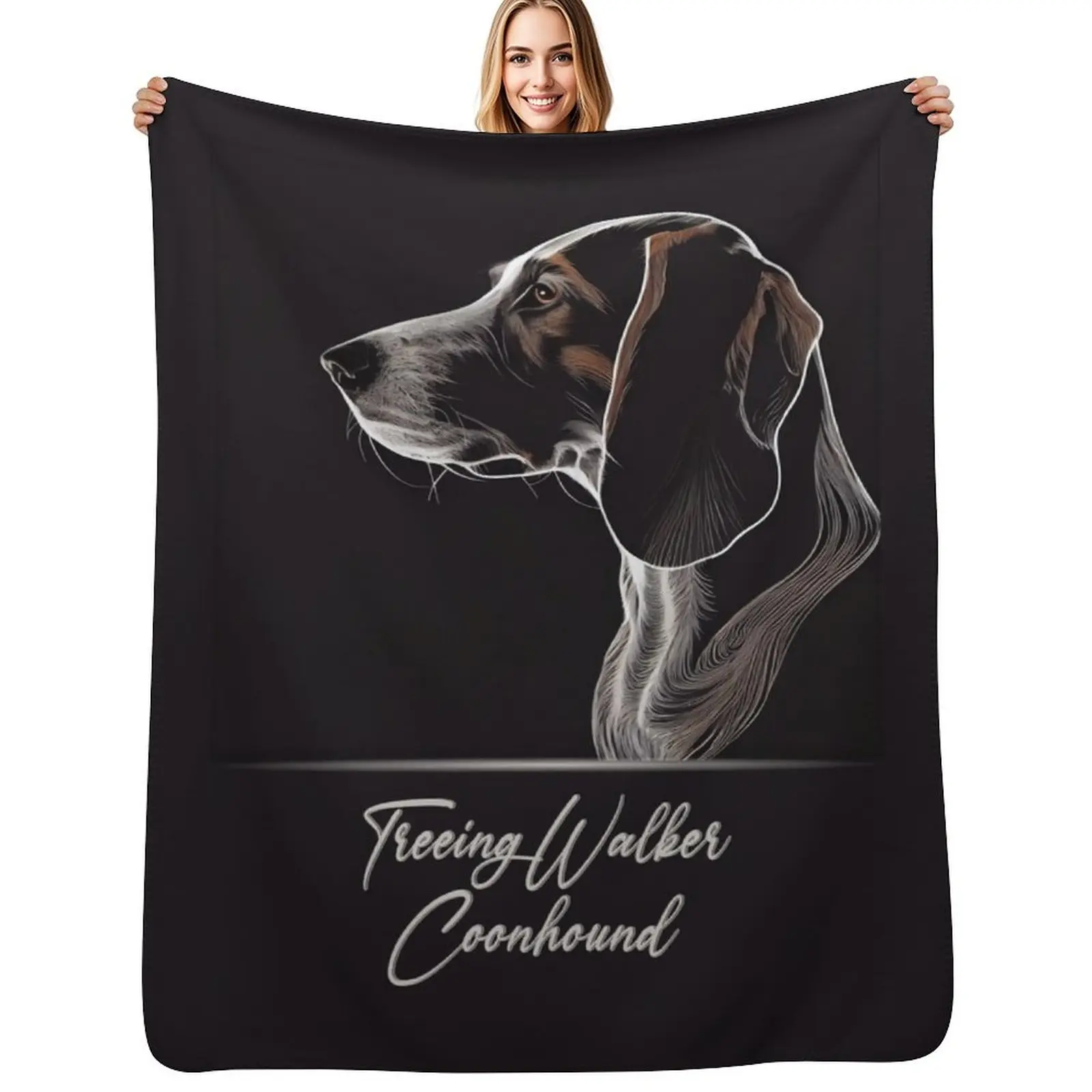 Плед Treeing Walker Coonhound, стильный теплый плед для гостиной, спальни