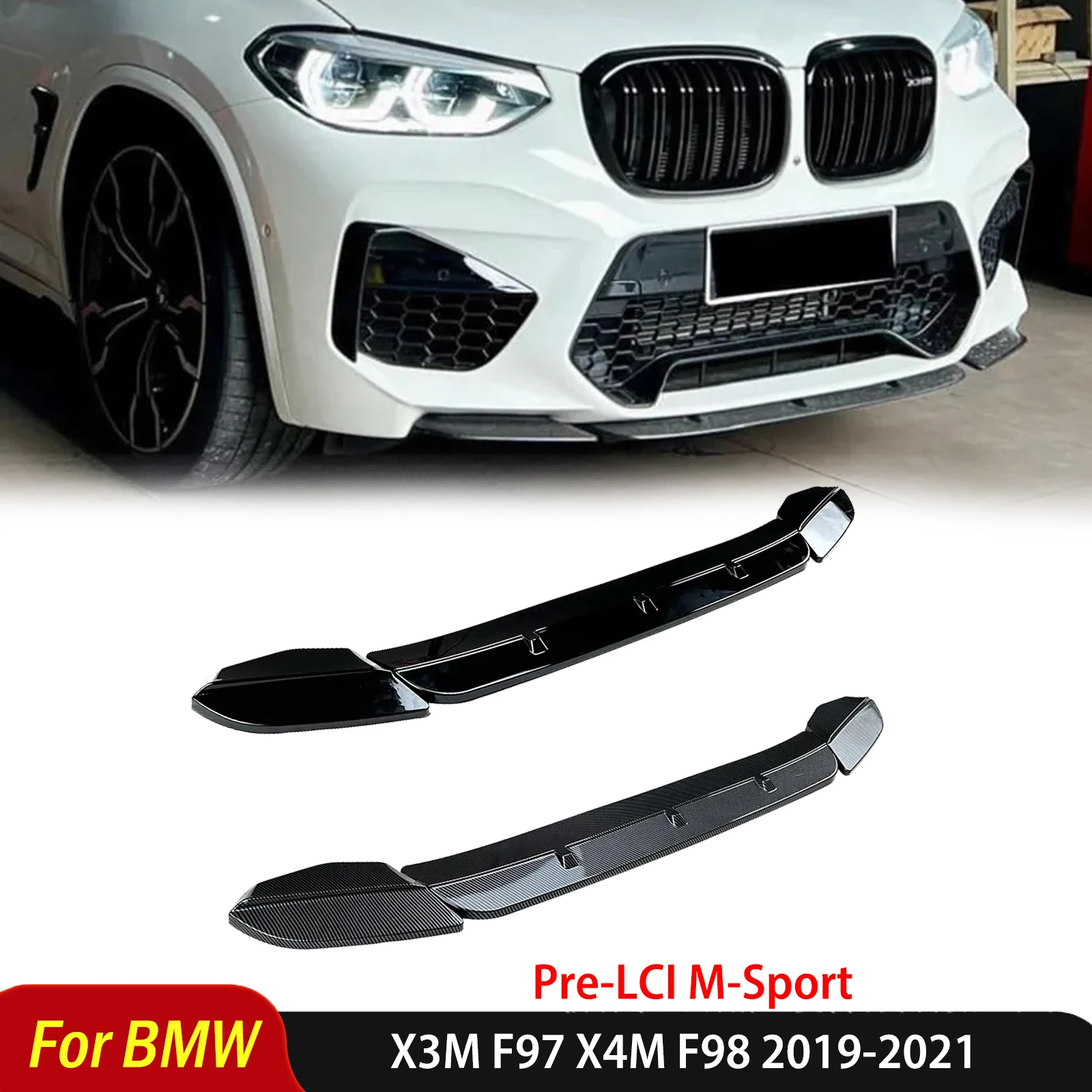 

Car Front Lip Bumper for 2019 2020 2021 BMW X3M F97 X4M F98 Pre-LCI M Competition Sport Body Kit Separator Diffuser Auto Parts