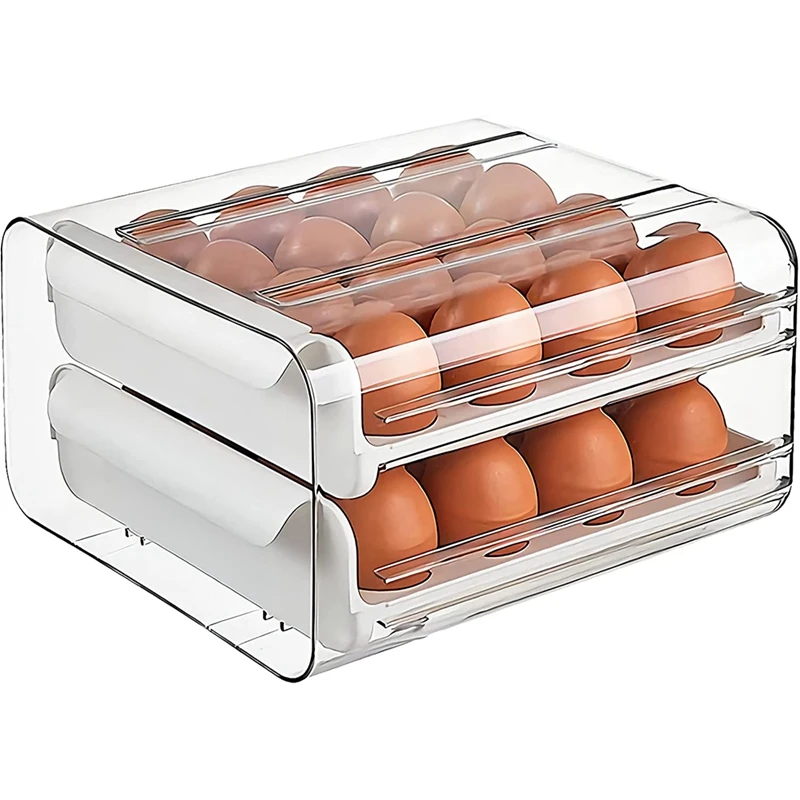 

Egg Storage Drawer Container For Refrigerator, Double-Layer Type Egg Storage Rack, Kitchen Egg Box Egg Tray Holder