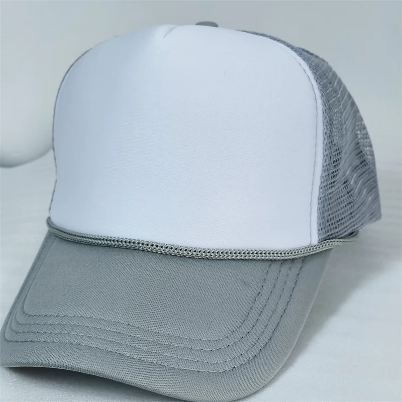 Custom Print Logo Mesh Caps with Rope Men Women Heat Transfer Logo Advertising Foam Trucker Cap Summer Sun Protection Dad Hat