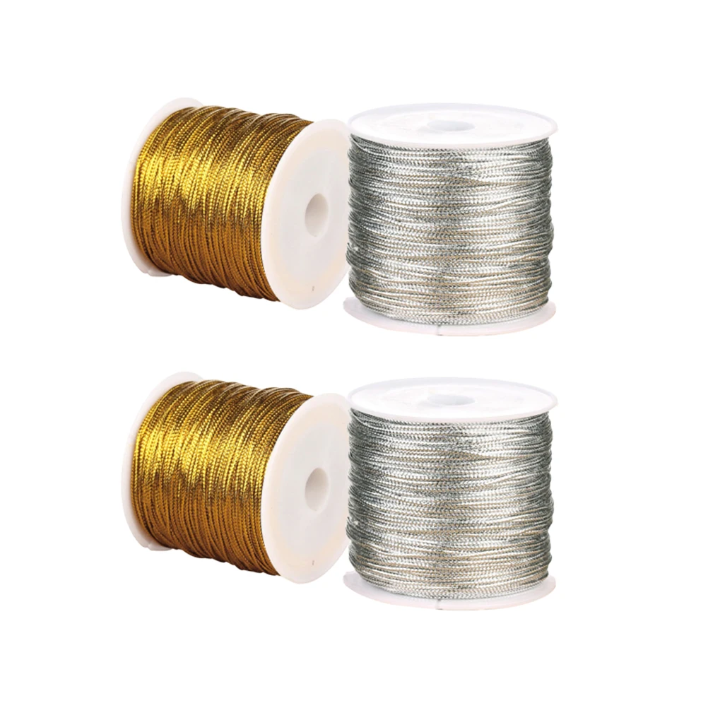 

4 Pcs Beading Cord Stringing Wire Label Tag Rope for Jewelry Making Craft Gift Packing Christmas Ornaments Durable Golden Silver