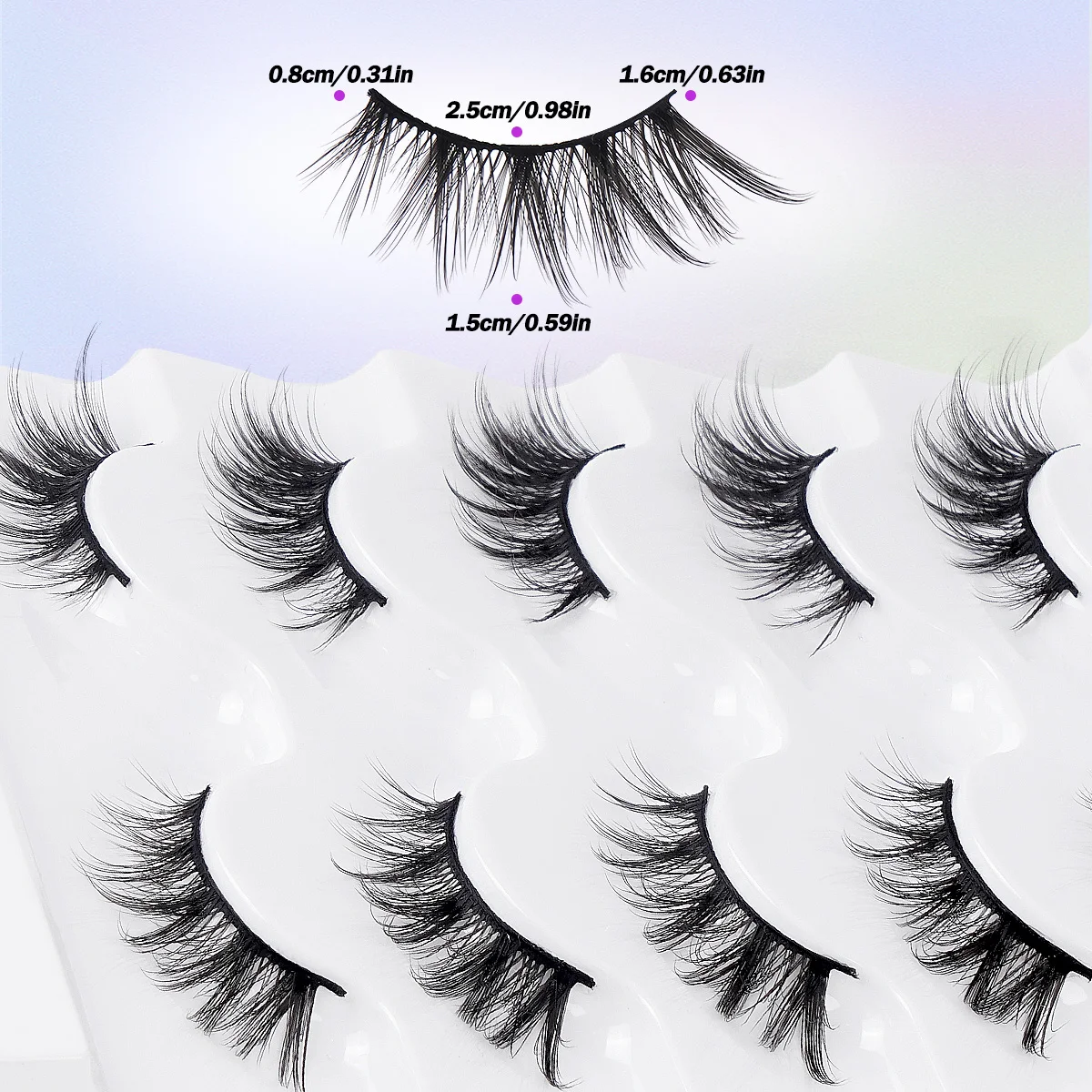 MAGEFY 5 Paar Fuchs-Wimpern, 8–16 mm, verlängerte Wimpern, Katzenaugen-Stil, um die Augen zu vergrößern, Augenschönheitszubehör für Frauen/Anfänger