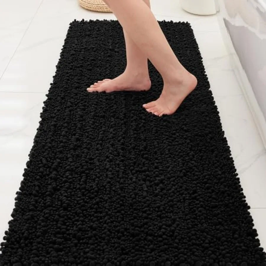 

Bathroom Rugs Non Slip Washable 55x24, Extra Thick Soft Chenille Absorbent Bath Mat, High Density Barrier Non Slip Backing, Qui