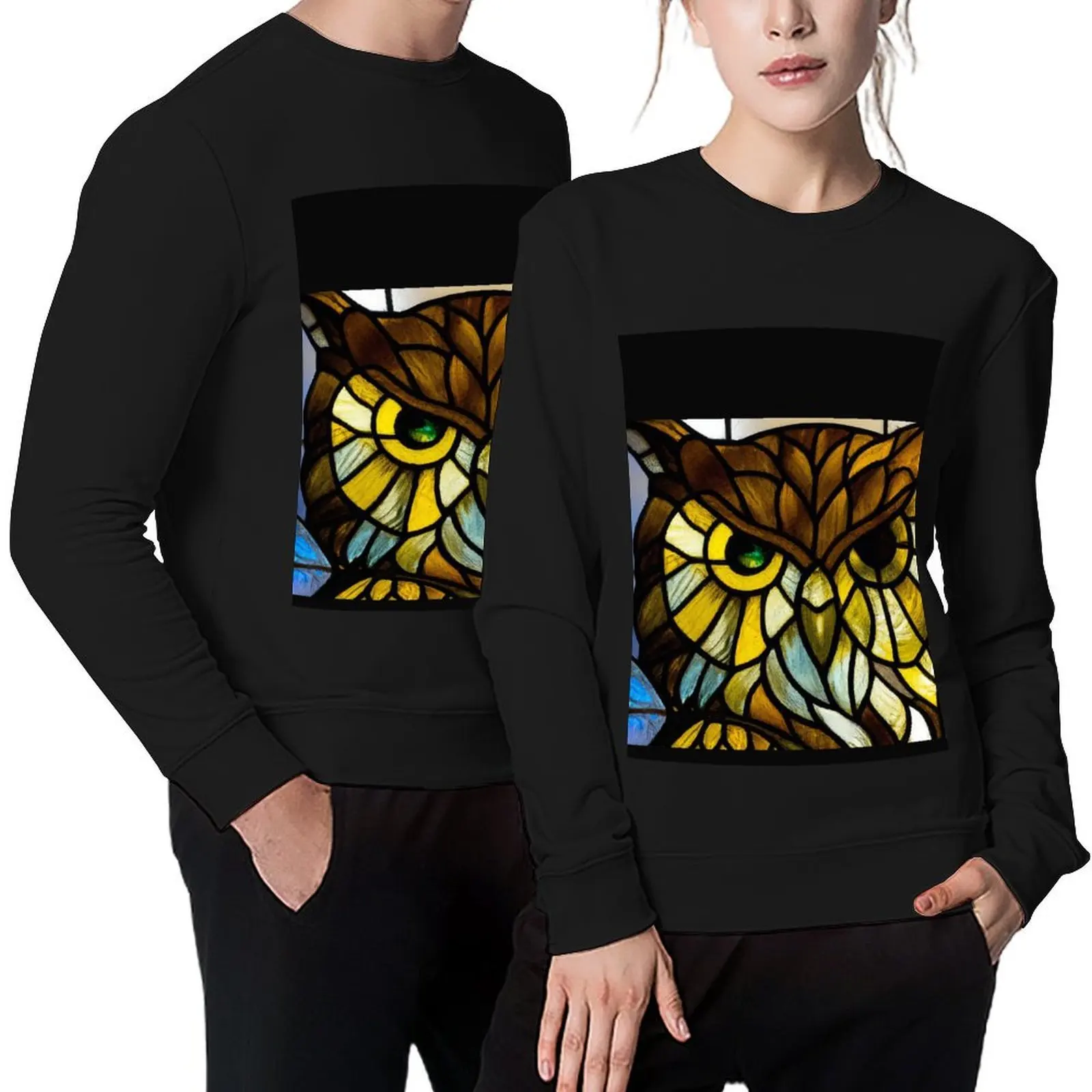 

Stained Glass INTJ Owl Pullover graphic t shirts men blouse mens clothes winter clothes sweatshirt