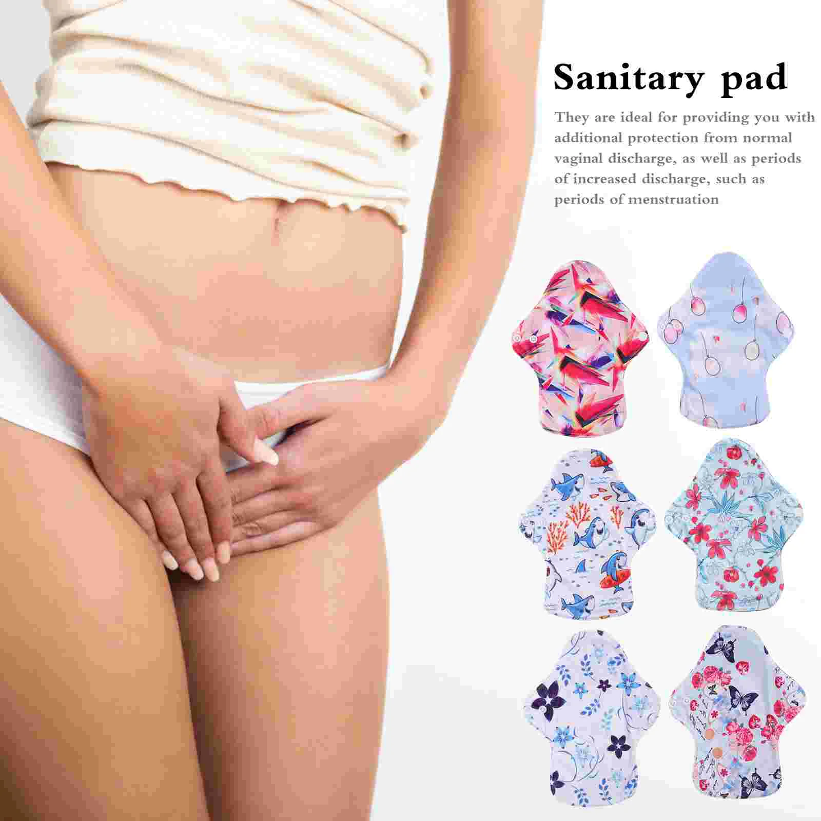 7 Pcs Washable Pads Menstrual Reusable for Women Incontinence Panties Sanitary Cloth Bamboo Charcoal Panty Liners Women's