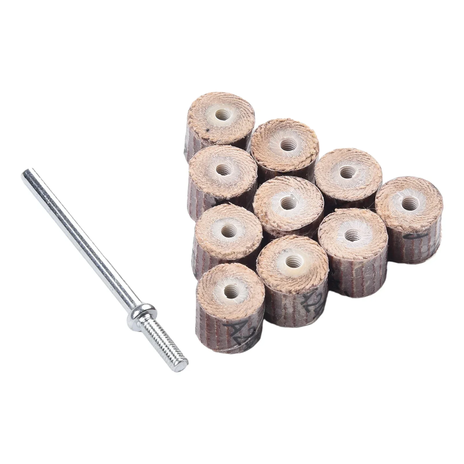 10pcs Sanding Flap Disc Flap Wheel Woodworking Grinding Polishing Tool W/mandrel For Polishing Painting And Cutting