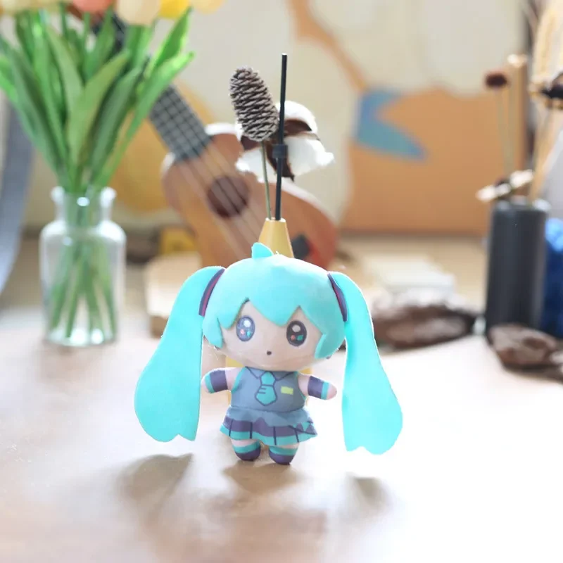 

Bandai 14CM New Anime Hatsune Miku Figure Kawaii Q Version Plush Toys Doll Keychain Bag Pendant Gifts