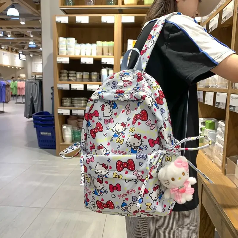 

Sanrioed Anime Hello Kitty Large Capacity Backpack Cute Children Schoolbag Cartoon Student Stationery Shoulder Bag Gift