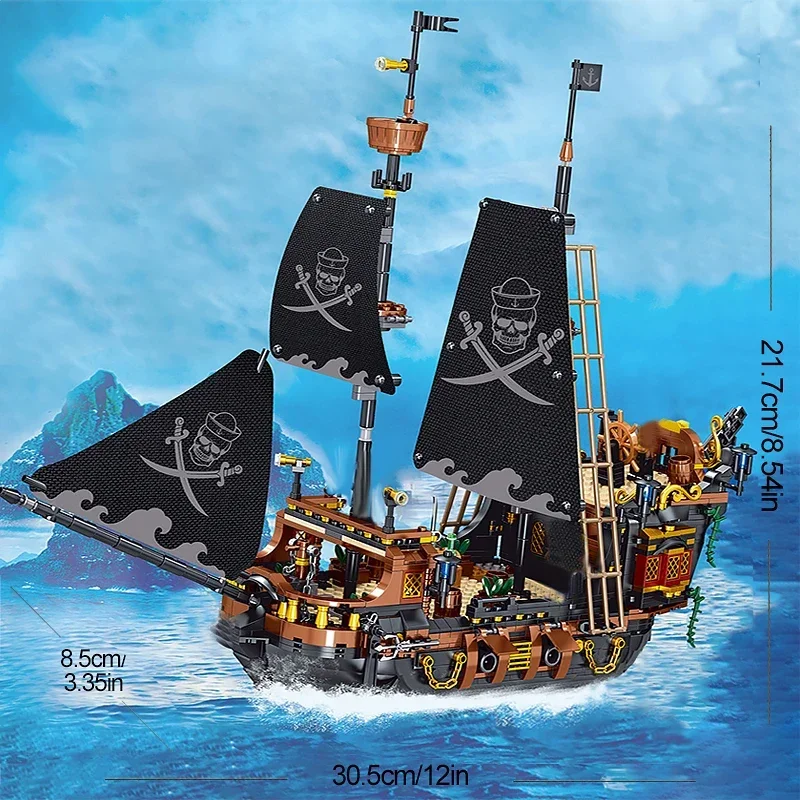 Pirate Ship Building Blocks Sailboat Model Bricks City Traffic Series Creative Desktop Decoraiton Toys For Children Adult Gifts