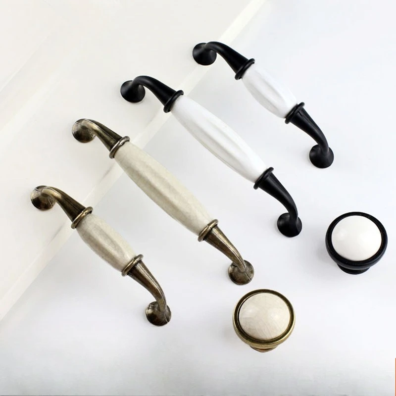 

Ceramic handle cabinet door drawer cabinet wardrobe door handle antique modern simple aluminum alloy handle