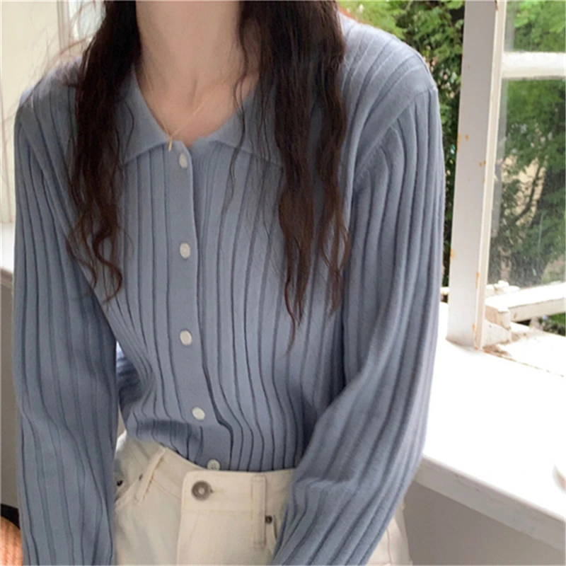 

Women Retro Slim Fit Soft Sweater Autumn Winter Lapel Sweater Women 2025 Single-breasted Knitted Cardigan Fashion Tops