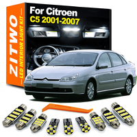 ZITWO 15Pcs For Citroen C5 Sedan Wagon 2001 2002 2003 2004 2005 2006 2007 LED Bulb Interior Dome Map Trunk Sun Visor Light Kit