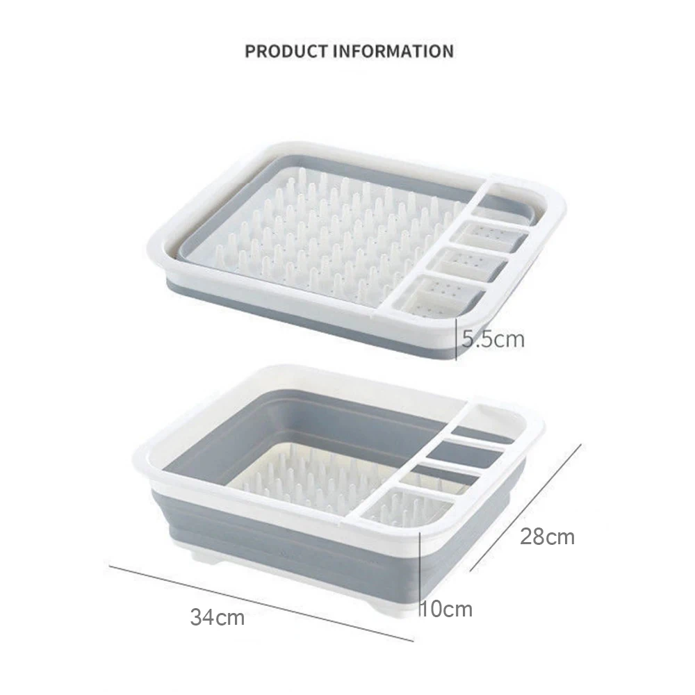 Foldable Dish Rack Kitchen Storage Water Leakage Draining Basket Drain Bowl Tray Washable Kitchen Tools