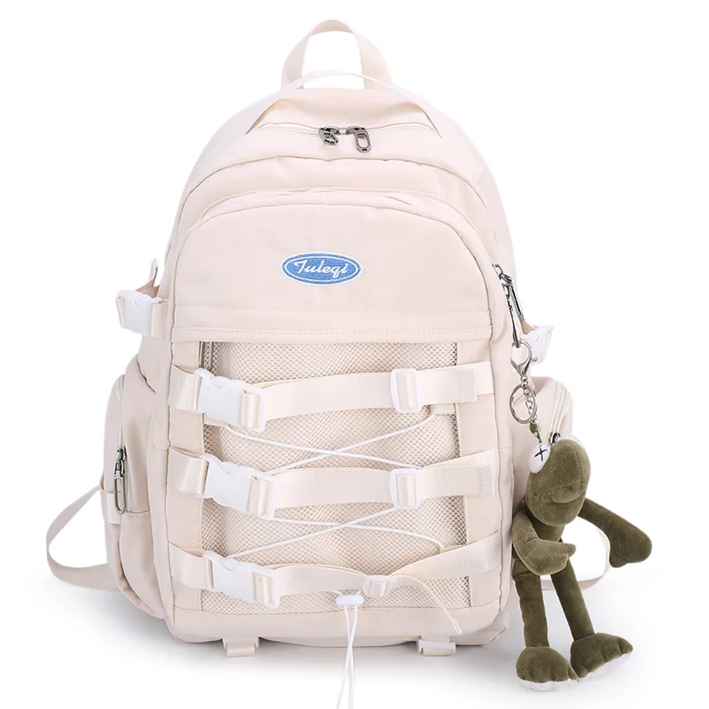 Stylish 15.6 Inch Laptop Backpack Women Fashion Waterproof Nylon College Notebook Backpack Bag Schoolbag Mochila With Pendant