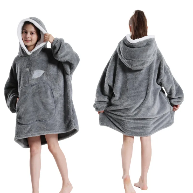 Damen Herbst Winter Fleece Tragbarer Decken-Bademantel Mädchen Damen Loungewear Weiche Warme Nachthemd Teenager Lose Übergrößen-Pyjamas – Detail 16
