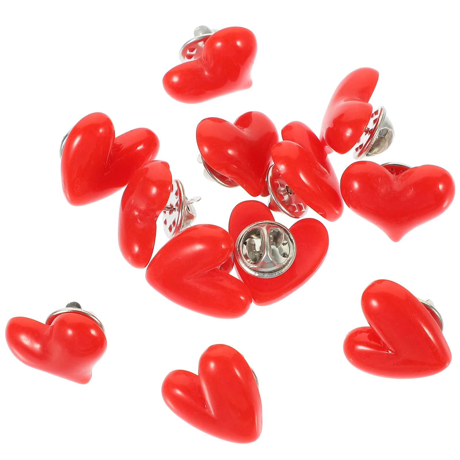 12 Pcs Red Heart Brooch Women Clothes Brooch Resin Heart Lapel Pin Ladies Badge Valentine Gift Scarf Brooch Jewelry