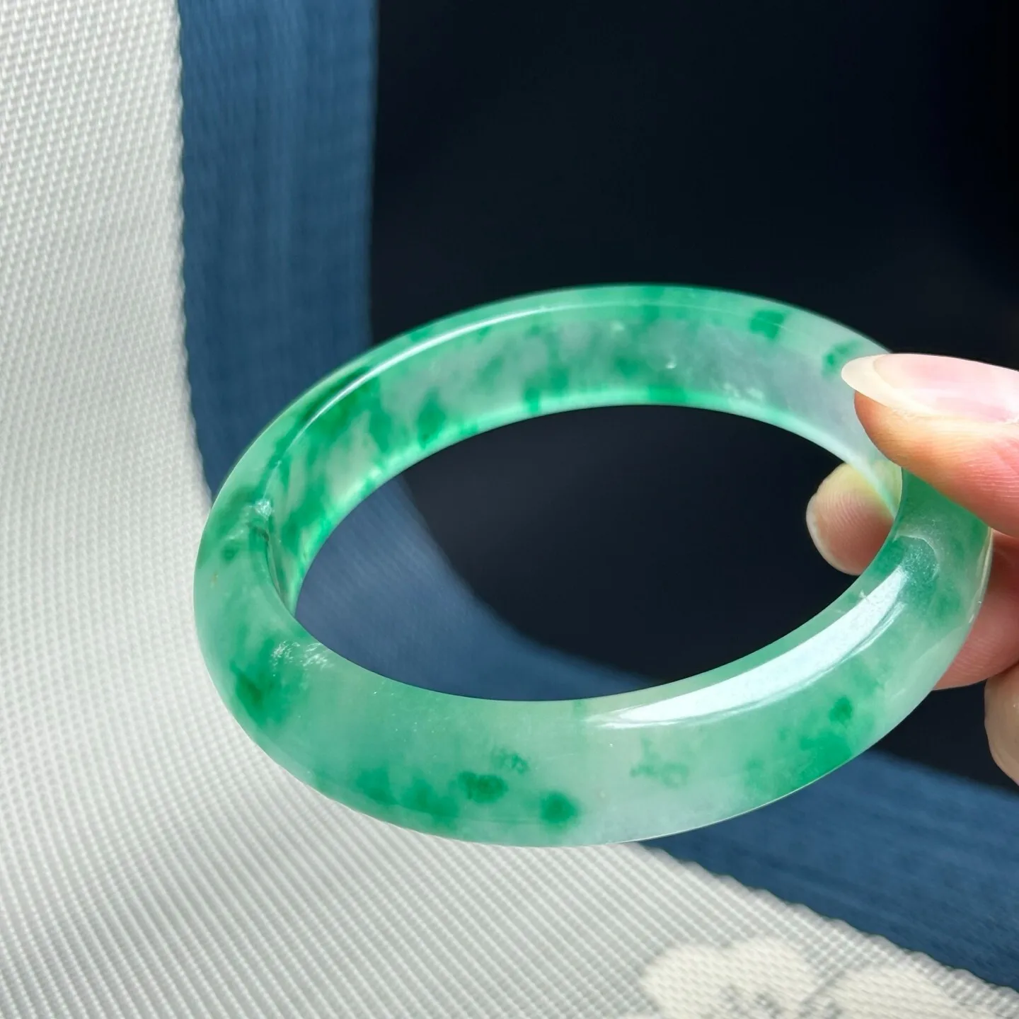 Real Natural Ice Myanmar Green Jade jadeite bracelets bangle 62MM view 3