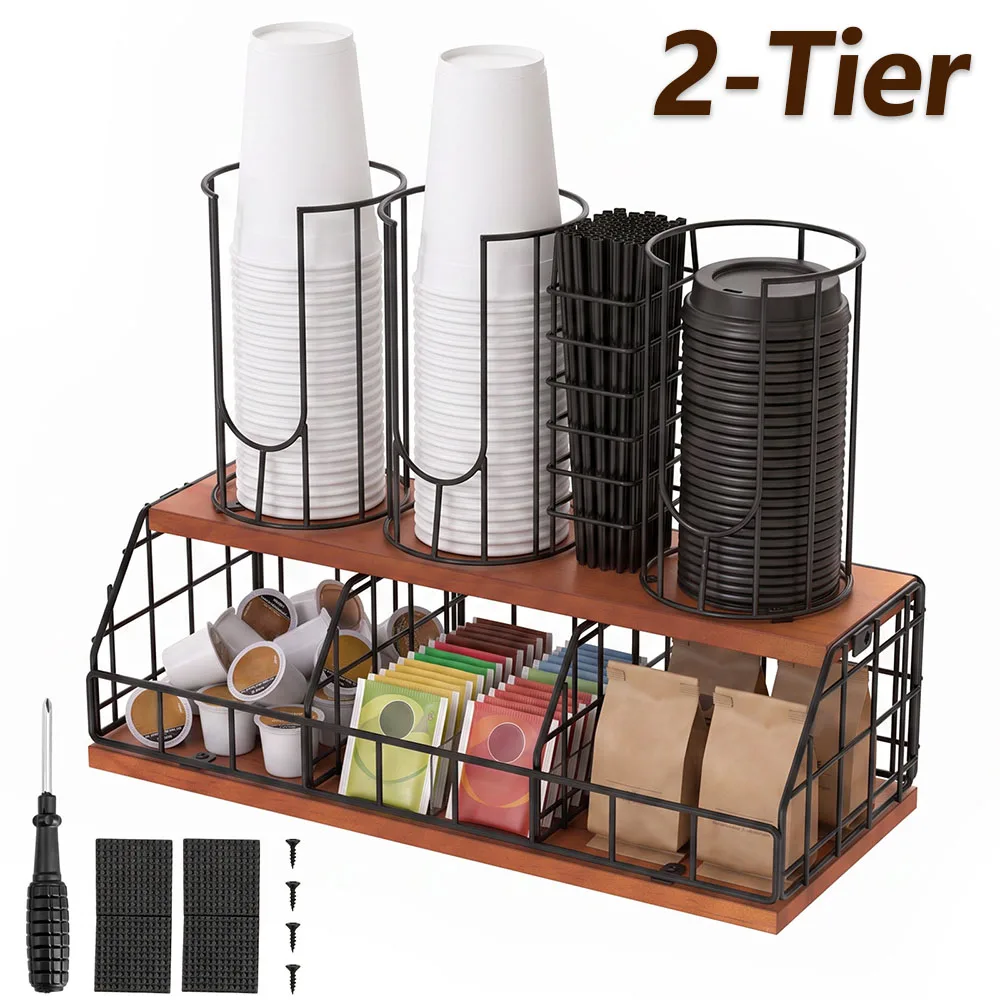 2-tier-coffee-cup-organizer-disposable-cup-storage-holder-with-7-compartments-water-tea-cups-dispenser-rack-countertop-organizer