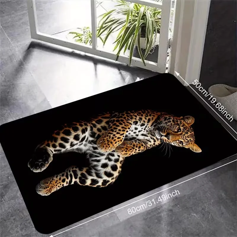 Modern Style Rug Carpet Doormat, Leopard Laying on Its Back Mat for Bedroom Living Room Home Kitchen Decor Indoor Holiday Decor