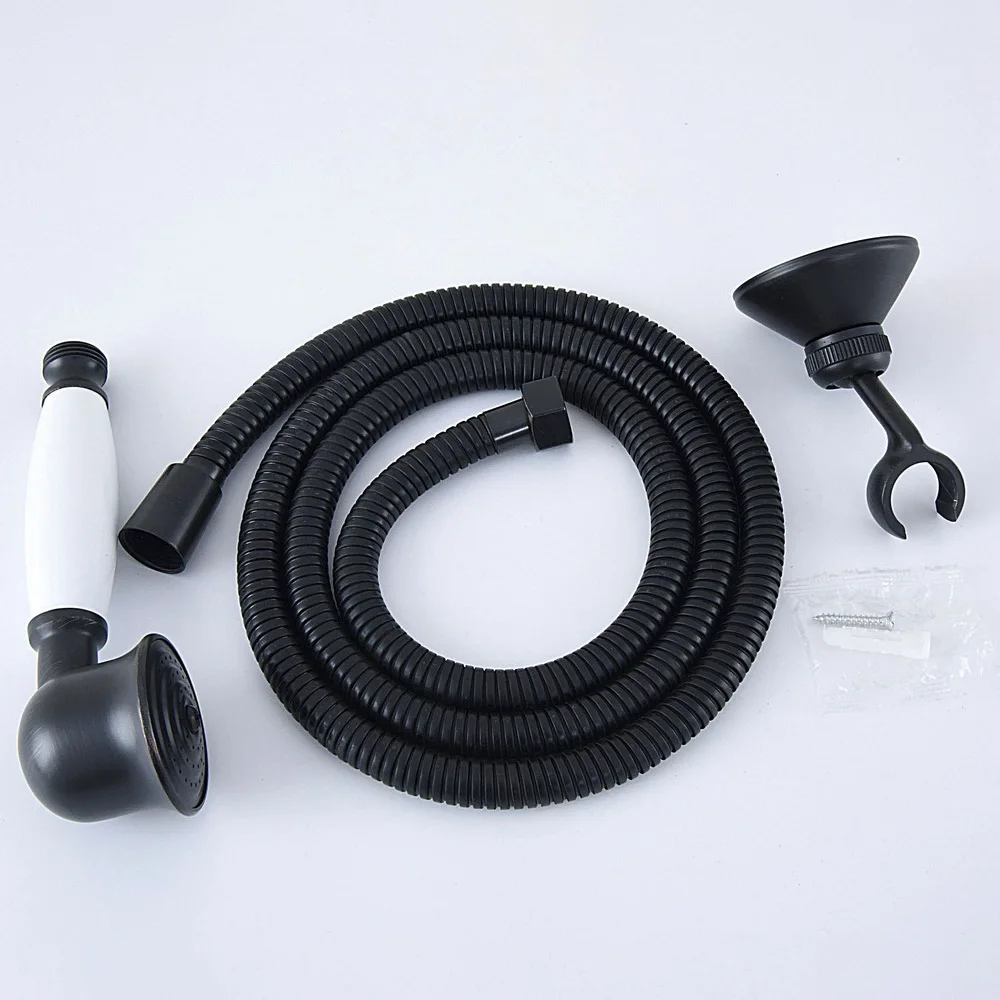 

Black Oil Rubbed Bronze Water-saving Round Ceramics Hand Shower Head Handheld Sprayer + 59" (1.5M) Hose +Wall Bracket thh063