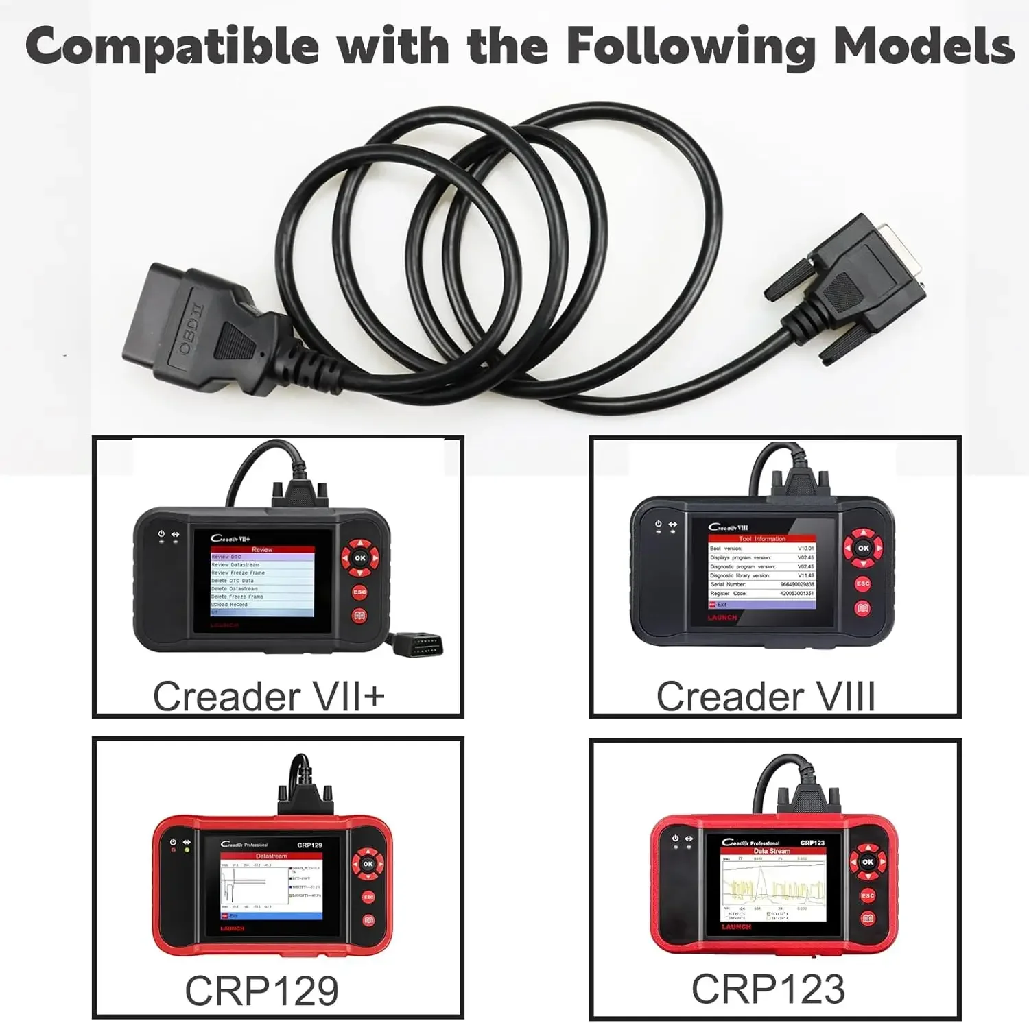 X431 OBD 16 PIN Main Cable For Launch CRP123, Creader VII+, Creader VIII , CRP129 , CRP229 Main Cable