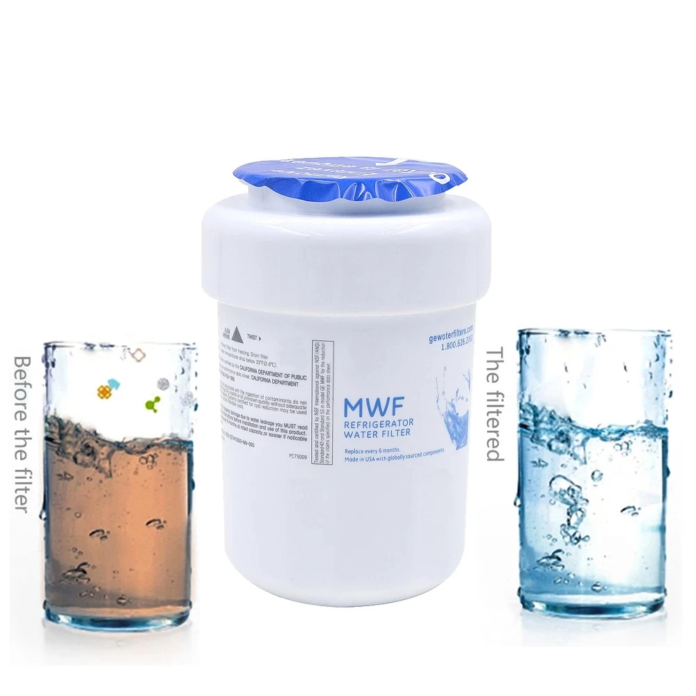 Reemplazo de filtro de agua para refrigerador, carbón activado GE MWF para MWFP , MWFA, GWF, HDX FMG-1, WFC1201, GSE25GSHECSS, PC75009