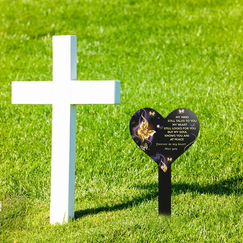 Acrylic tombstone cemetery memorial heart-shaped pile marker terrace pile tomb pile decoration to commemorate relatives friends