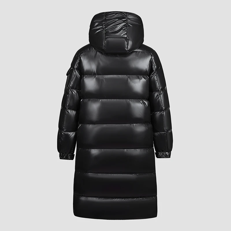 Classic Men's Warm Long-Length Bright Hooded Duck Down Jackets 2025 Winter Casual Windproof & Waterproof Thick Top Puffer Coats