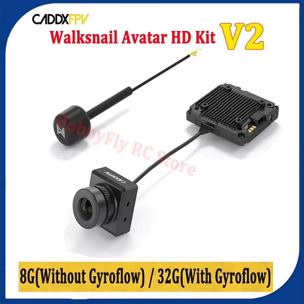 Walksnail Avatar HD Kit V2 1080P HD 160° FOV Camera 8G (Without Gyroflow) / 32G(With Gyroflow) Built-in Storage VTX for FPV