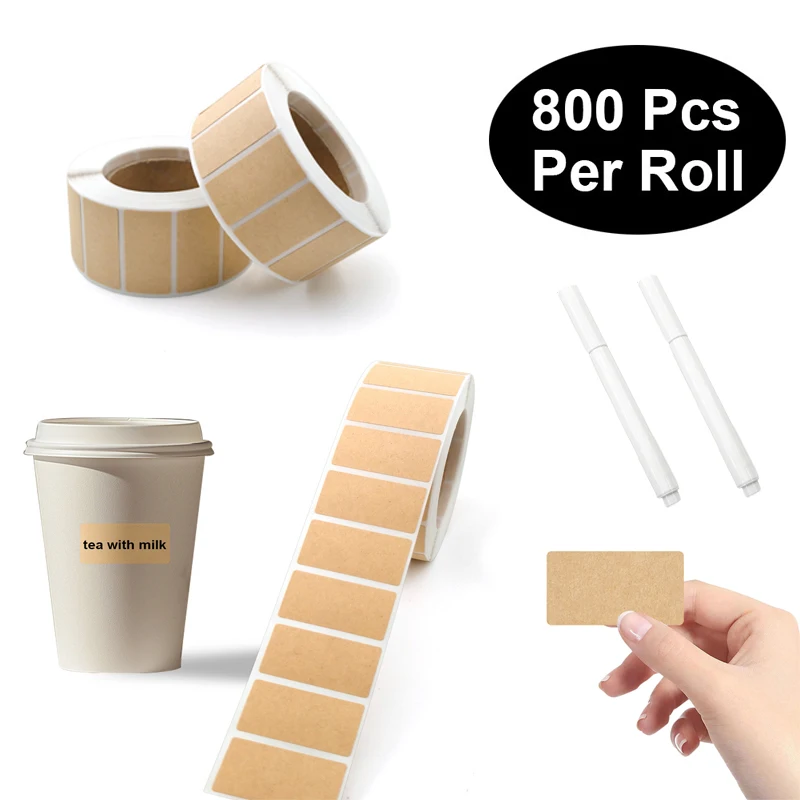 

120/800PCS Spice Sticker with Erasable Pen Waterproof Removable Label Sticker Jar Bottle Tag Sticker Office Home Kitchen Decor