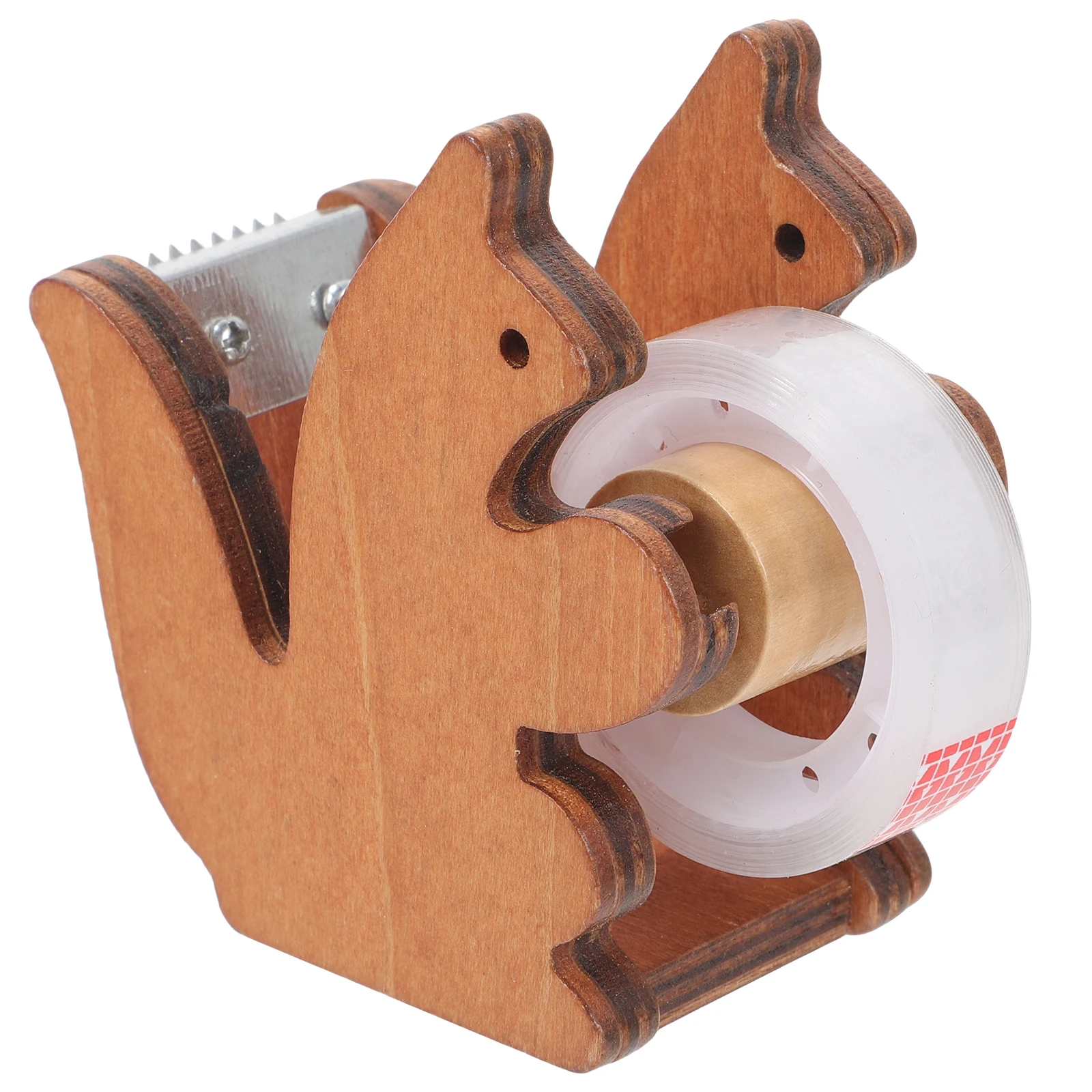 

Cute Squirrel Tape Dispenser Animal Shaped Desktop Accessory Wooden Office Supplies Portable Tape Holder Desk Organizer Kawaii