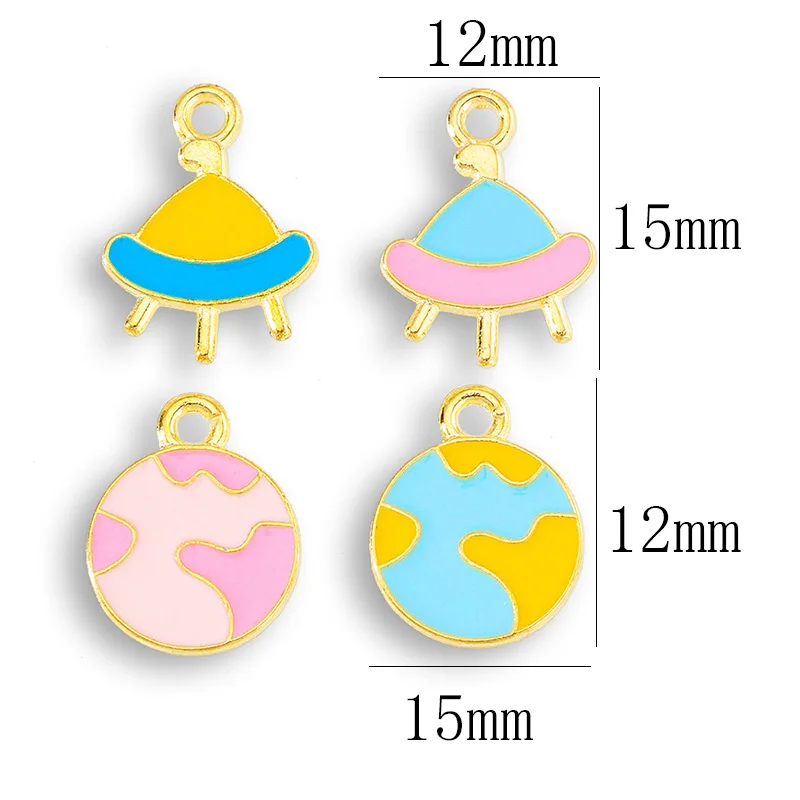 15Pcs/Set Enamel Planet Space Star Moon Charms Pendants for Women's Bracelet Earrings Necklace DIY Handmade Supplies Wholesale