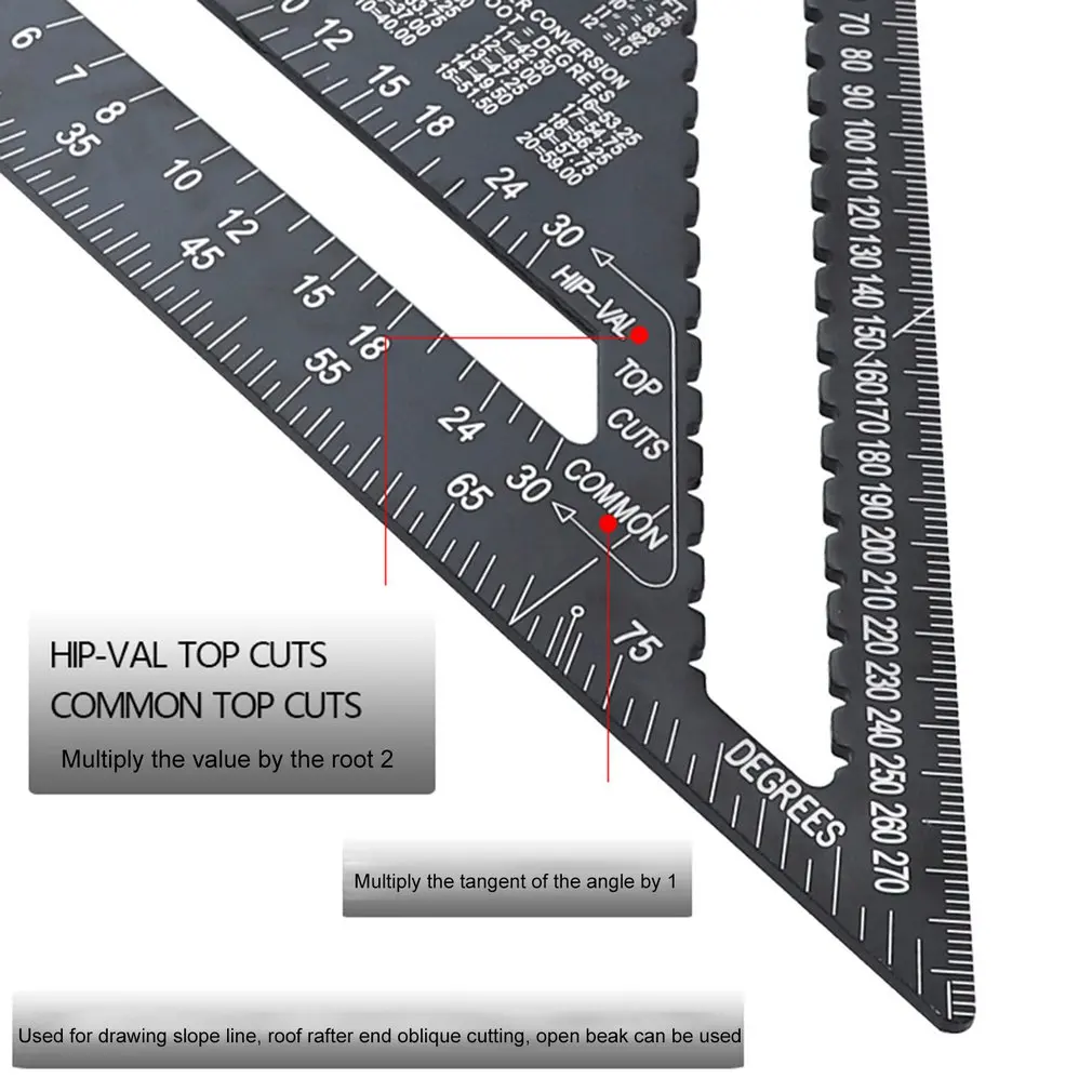 7 inch 12 inch Triangle Ruler 90 degree Square Ruler Woodworking Measurement Tool Carpenter Square Tool Angle Protractor