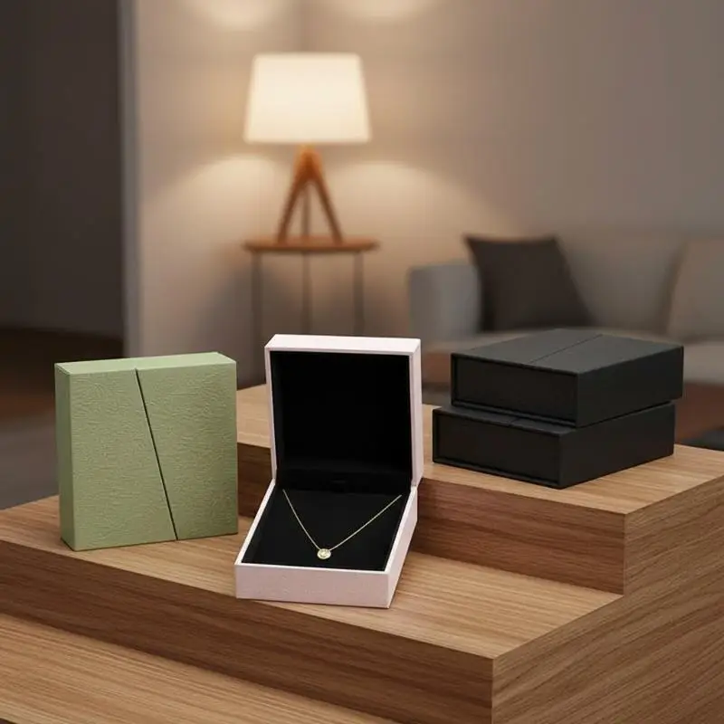 

Earring Storage Slanted Flip Cover Necklace Case Bracelet Holder Magnetic Closure Jewelry Box For Home Storage Women Gift