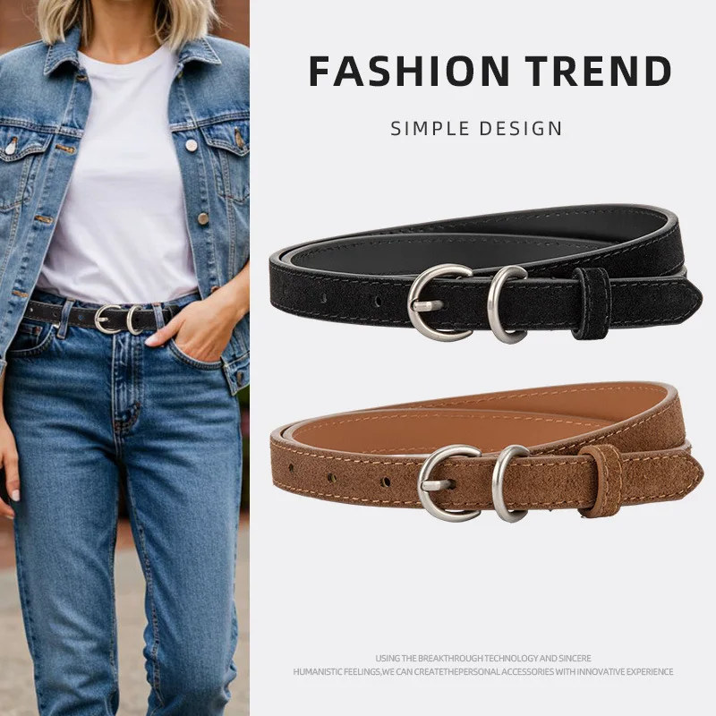 

New fashion decorative thin belt for women, retro temperament jeans belt, high-grade genuine leather belt