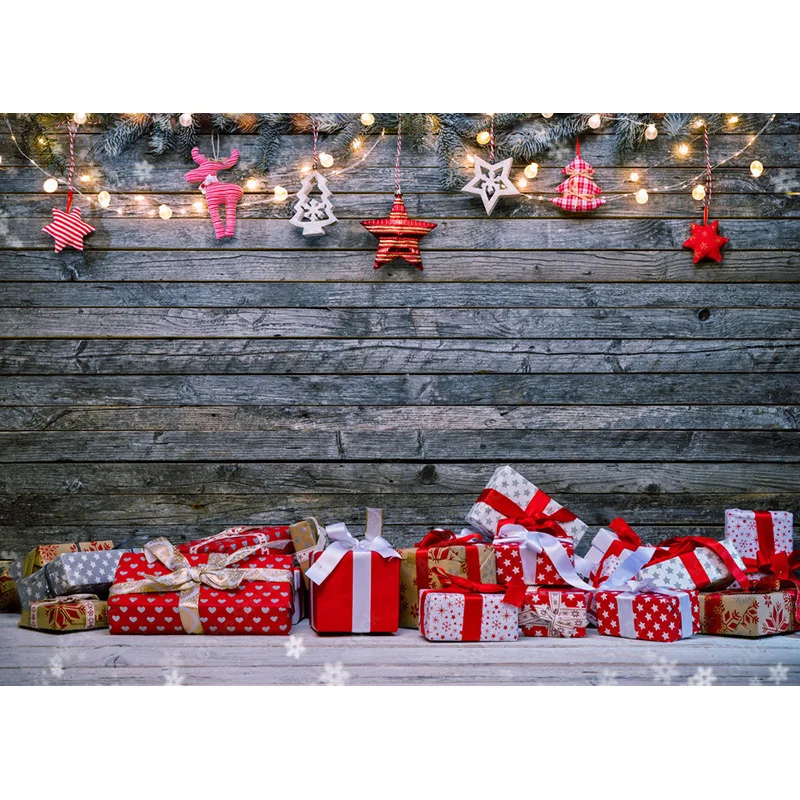 Christmas Wooden Planks Theme Photography Background Snowman Children Portrait Backdrops For Photo Studio Props 211220 SDMB-07