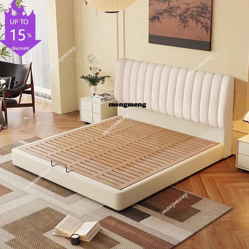 

Кожаная электронная кровать размера Queen-size, деревянная двуспальная умная кровать со складным местом для хранения, основания и каркасы кроватей, мебель для спальни