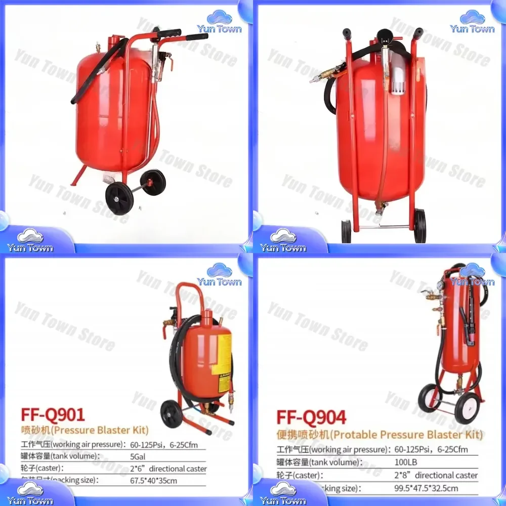 Mobile Sandblasting Machine for Rust Removal Dry Blasting Equipment High Pressure Manual Sandblaster Tank for Metal Surface