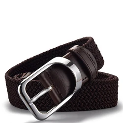 2023 NewFemale Casual Knitted Pin Buckle Men Belt Woven Canvas Elastic Expandable Braided Stretch Belts For Women Jeans