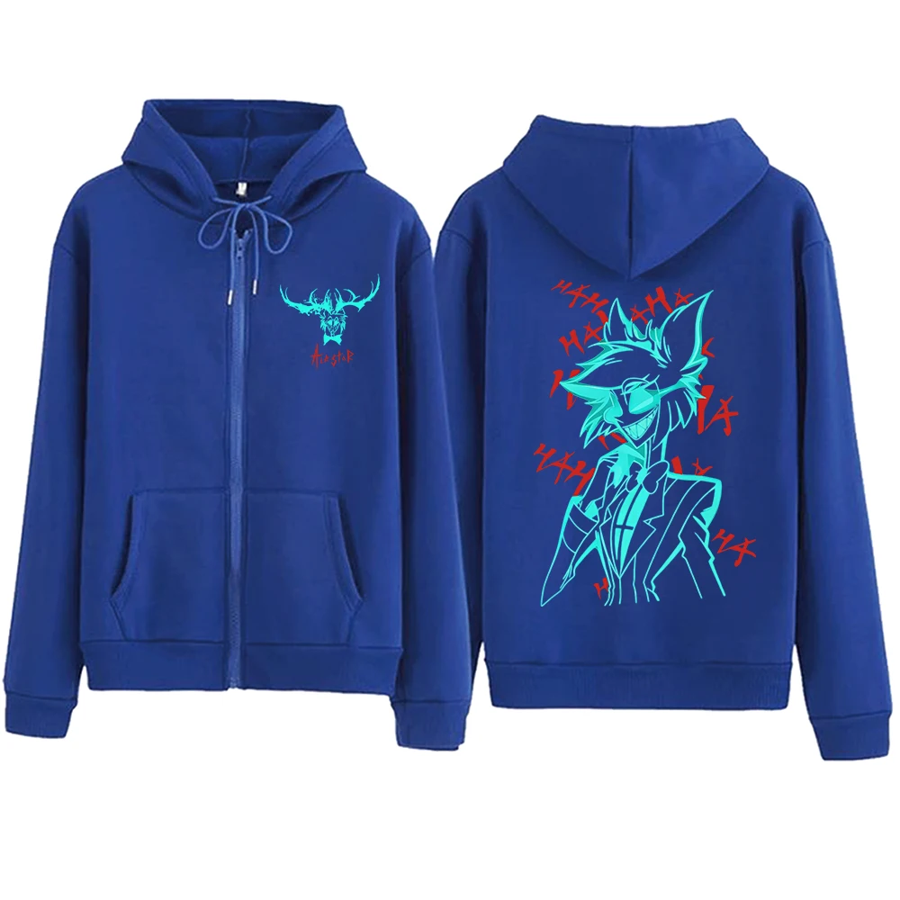 أنيمي Alastor Hazbin فندق قلنسوة بسحاب رجل امرأة Harajuku كم طويل البلوز القمم البلوز هدية #5