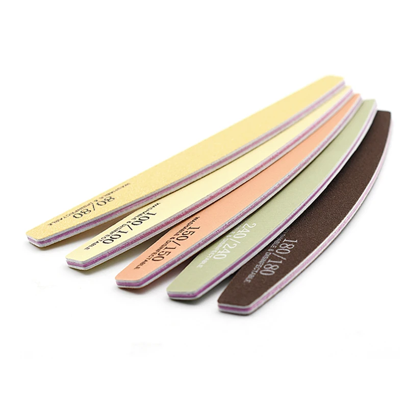 5 Pz Colore Carta Vetrata Unghie File E Buffer Set 80/80 100/100 150/150 180/180 240/240 Grana Barca Lime per Unghie Per Manicure Pedicure