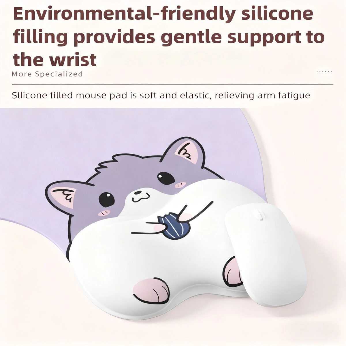 Kawaii Hamster Style Girl Ergonomics Mouse Pad Anti-slip Relieve Wrist Fatigue Keyboard Pad Tabet Mat 3 In 1 For Compuer Office