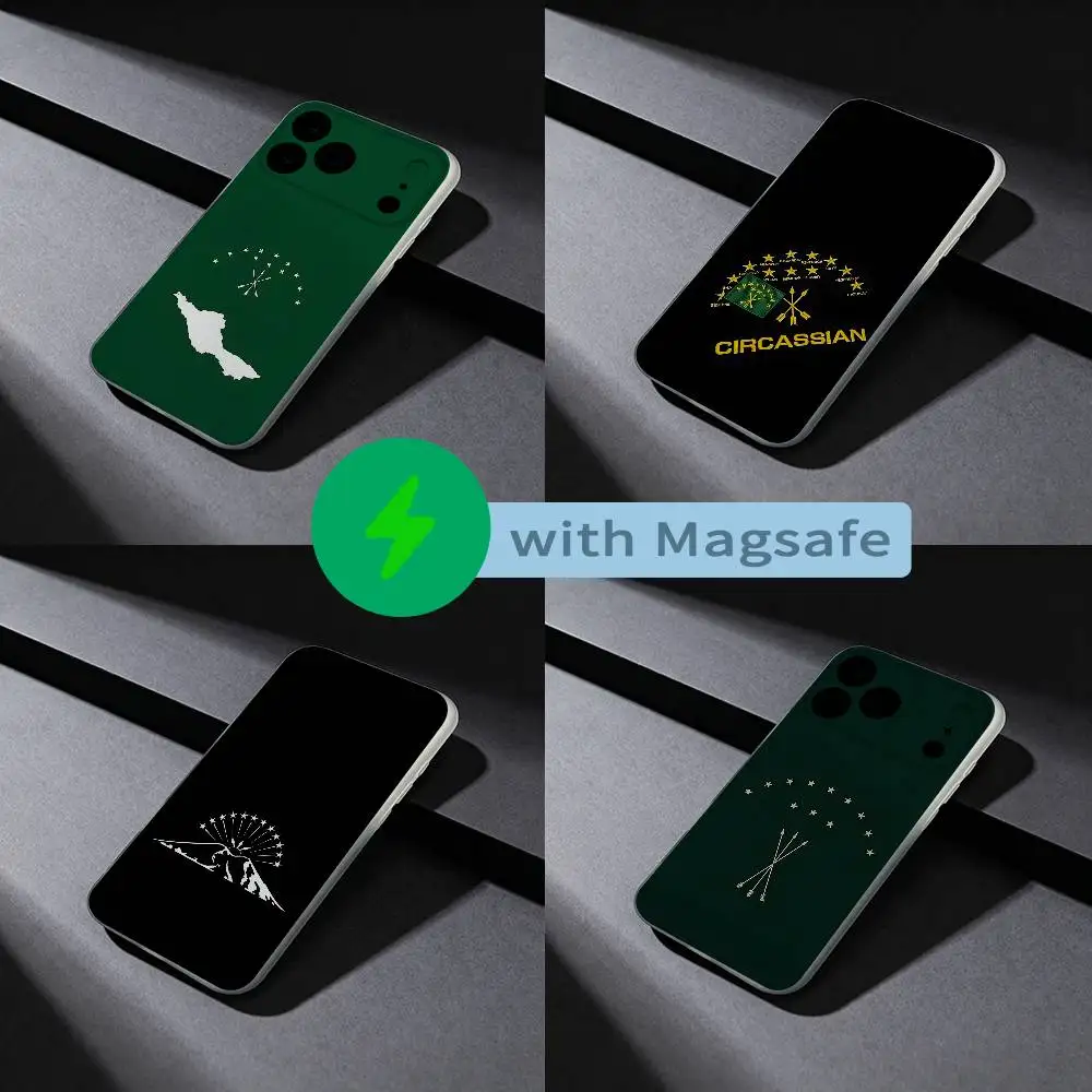 

Adygea Circassian Flag Phone Case For iPhone 17,16,15,14,13,12,X,XS,Pro,Max,Plus,E,Air,Mini with Magsafe Magnetic Frosted Clear