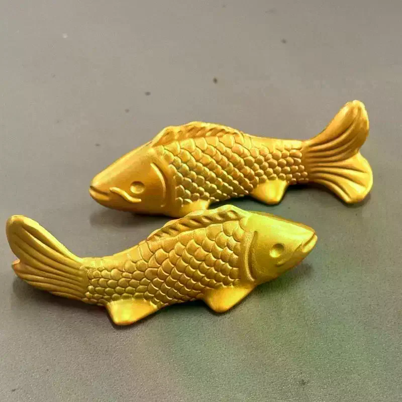 Matte Gold Koi Fish Figurines: Detailed Scale Texture Home Tabletop Decoration Auspicious Gift