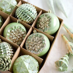 6/8/10CM Light Green Christmas Ball Ornaments Special-shaped Light Luxury Christmas Tree Decoration Christmas Spheres Pendant