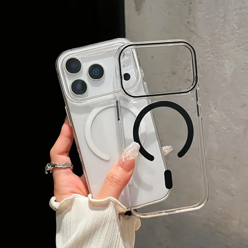 

Original transparent Magsafe magnetic phone case suitable for iPhone 17 Air 16 15 14 13 Pro Max hard PC wireless magnetic cover