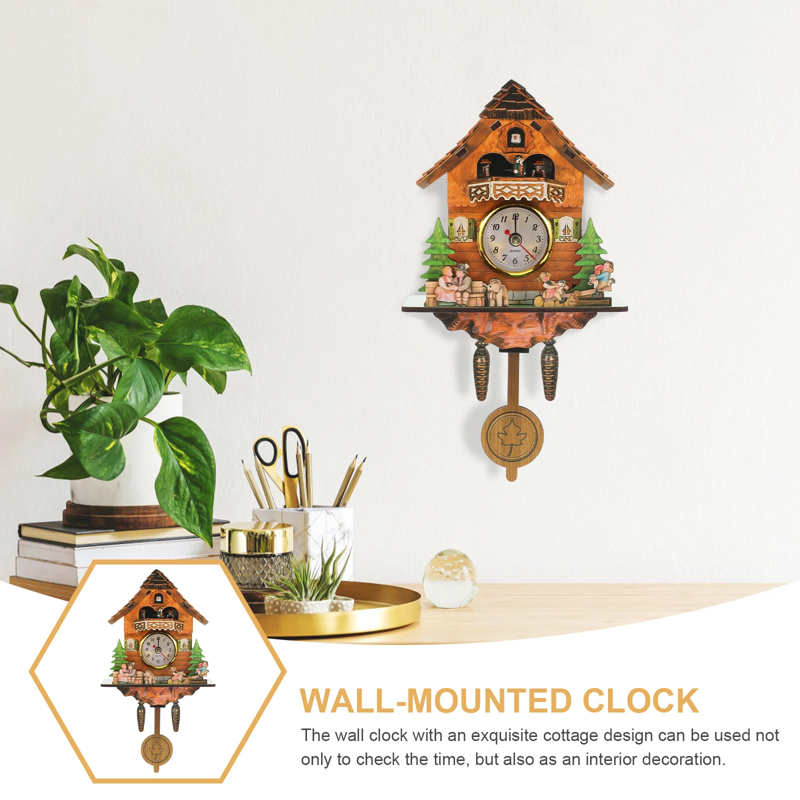 

Wall Hanging Clock Retro Wooden Cottage Indoor Decorative Timepiece For Living Room Bedroom Home Office Wall Decor
