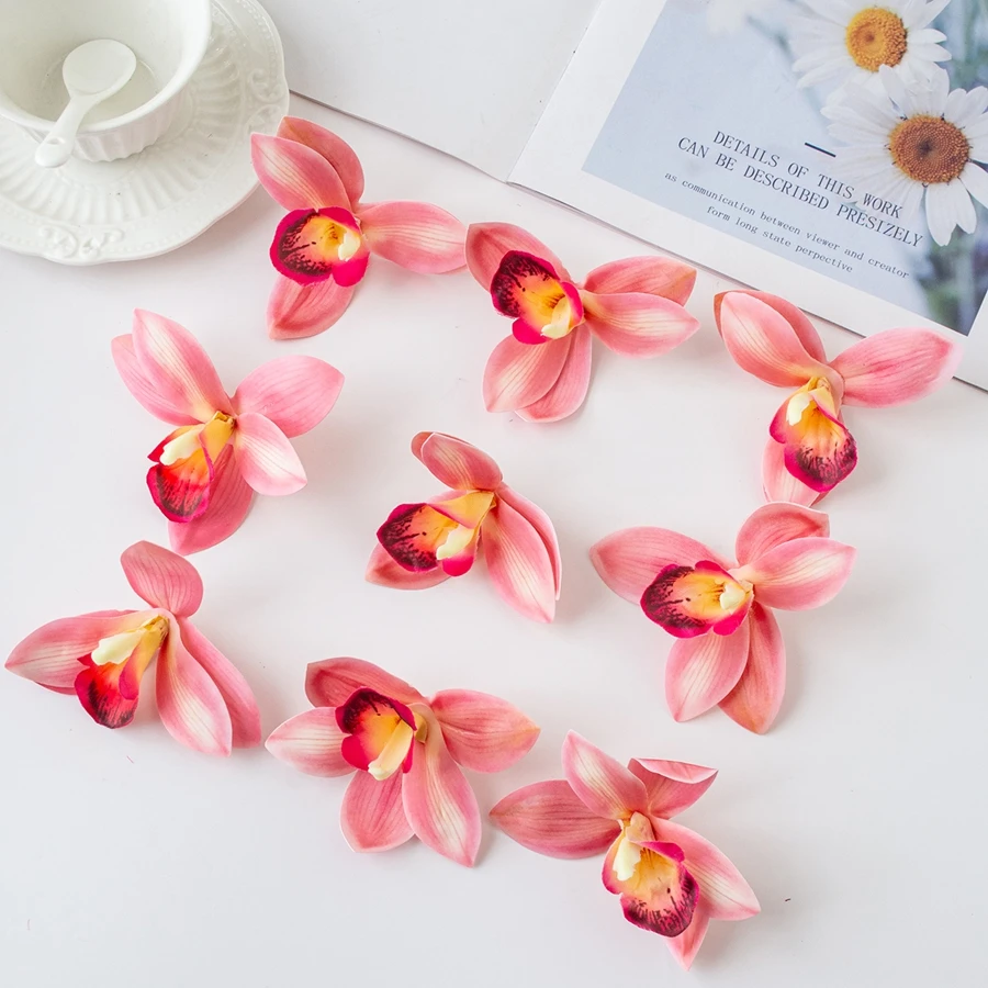 10/20 Piezas de Flores Artificiales de Orquídea de Seda para Decoración del Hogar, Mesa, Festivales, Jardín, Bodas, Ramo de Novia, Regalos DIY, Gran Venta