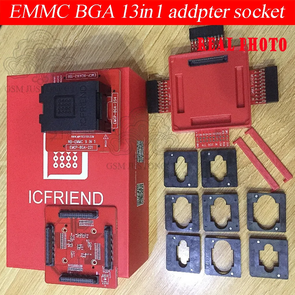 New ICFRIEND EMMC BGA 13 in1 Addpter Socket Support EMMc BGA100/136/153/162/168/221/254/529 For EASY JTAG Plus UFI